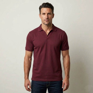 Polo en piqué de coton uni pour homme, haute qualité, coupe classique, respirant, tricoté, style décontracté, vente en gros - Product Image 1
