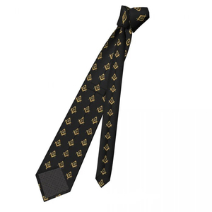 Corbata Masónica de la Logia Azul, Negra y Dorada 2026, Regalia Masónica, Logotipo Personalizado Impreso por Transferencia Térmica, Servicio OEM, Personalizable - Product Image 1