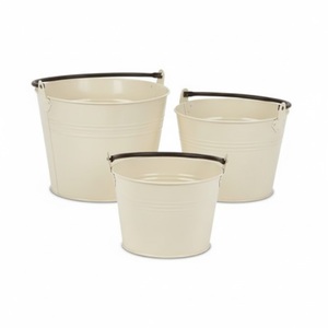 Pot de fleurs en métal bleu avec poignée, design rustique pour la décoration intérieure des plantes vertes, seaux vintage - Product Image 2
