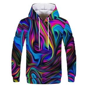 Men's Hooded Sweatshirt Psychedelic Print Long Sleeve Casual Autumn Wear Sublimation Printed Regular Fit - Product Image 1