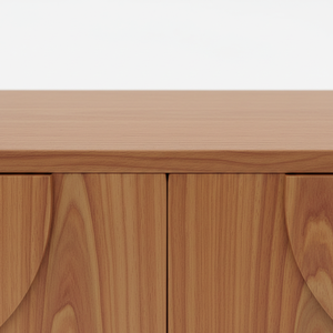 Buffet en bois moderne demi-cercle, meuble de rangement en bois à 4 portes avec panneau en arc, design moderne en arc - Product Image 6