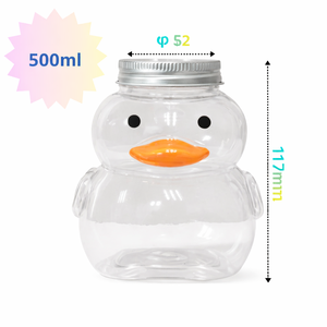 Bouteille en plastique PET de 500 ml en forme de canard mignon avec couvercle à vis en aluminium, emballage OEM pour boissons (lait, thé, jus, café) avec fermeture sécurisée - Product Image 6