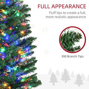 Albero di Natale Artificiale Pre-Illuminato da 2,1 m con Luci LED Colorate, Forma Sottile, Base in Acciaio - Decorazione Natalizia - Product Image 5