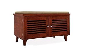 Mango Wood <b>Shoe</b> <b>Rack</b> Cabinet <b>with</b> Seating <b>Bench</b> Wooden <b>Shoes</b> Storage Table Furniture for Home Entryway Living Room - Product Image 6