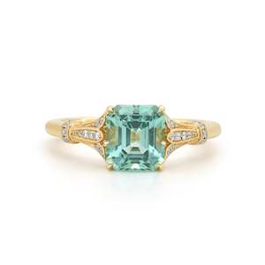 Women's Emerald Cut Topaz Engagement Ring Pave Diamond Side Classic Style Fine Jewelry - Product Image 1
