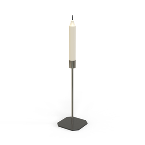 <b>Silver</b> Iron <b>Candlestick</b> Holder with Square Base Design for Home Decoration - Product Image 1