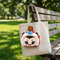 Fabricant de porte-clés en peluche personnalisés, poupée de 10 cm représentant un lion dansant, OEM ODM pour cadeaux en gros
