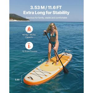 Tabla de Paddle Surf Inflable Ultraligera de EVA de 11.6 Pies x 35 Pulgadas x 6 Pulgadas de Ancho con Todos los Accesorios y Bomba Incluida para Surf - Product Image 2