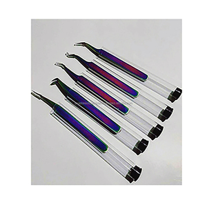 Pince à épiler mini inclinée ASAP de haute qualité, bleu néon, à pointe dentelée, longueur 10 mm, écologique, 1 pièce, en acier inoxydable, pour cils - Product Image 4