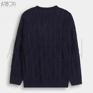 Pull-over d'hiver confortable à col rond 2026 – Qualité classique, nouvelle tendance, coupe ajustée pour homme, bleu marine – Vente en gros - Product Image 5