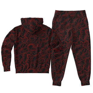 Men's Winter Streetwear 100% <b>Polyester</b> Breathable Printed Sublimation Transfer Track Suit 2-Piece Set with Custom Logo - Product Image 4