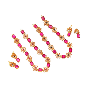 18K Gold Plated <b>Bridal</b> <b>Jewelry</b> <b>Set</b>-Classic Pearl & CZ Designer Wedding <b>Set</b> - Product Image 3