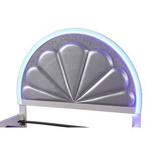 Cama Queen Size Tapizada en Madera Blanca Lechosa con LED - Product Image 3