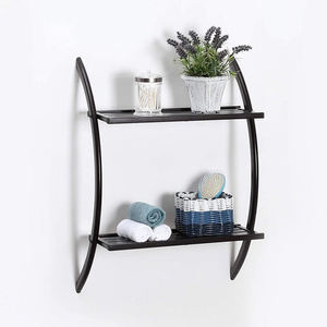3 Tier Wooden Slap Metal Frame Wall Shelf Shelve For Home Livingroom Hotel Bedroom Decorative Use <b>Storage</b> Rack Wall Shelve - Product Image 2