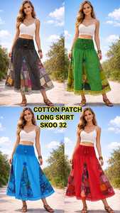 Boho Chic Sweet Ladies Cotton Patch Long <b>Skirt</b> | Vintage Gypsy <b>Patchwork</b> Maxi <b>Skirt</b> | Sustainable Handmade Natural Waist Cotton - Product Image 3