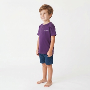 Camiseta Henley Unisex para Niños, Manga Corta, Cuello Henley, Algodón Jersey, Estilo Casual, Logotipo Personalizado, Fabricante OEM ODM - Product Image 2