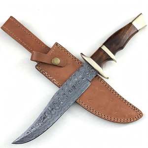 Handcrafted Damascus Steel Butcher <b>Slicing</b> Knife <b>Wood</b> Brass Handle Kitchen Tool - Product Image 4