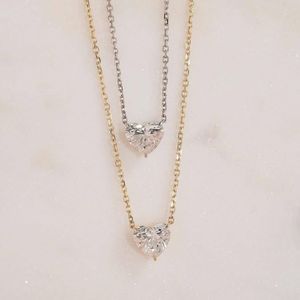 Collier en or jaune 14 carats certifié IGI avec diamant naturel CVD taille cœur 3 carats, plaqué or, couleur VS1 FG, bijoux fins pour femmes, luxe - Product Image 1