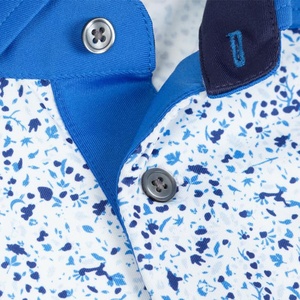 Polo de Manga Corta con Estampado de Puntos Azules para Hombre, Estilo Casual, Corte Regular, 100% Algodón, Tejido Oxford Transpirable - Product Image 4