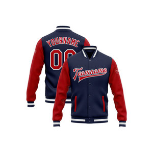 เสื้อแจ็คเก็ตวาร์ซิตี้สีแดงเลือดหมูแบบสั่งทำสำหรับผู้ชาย ปักชื่อทีมและหมายเลขด้านหน้าและด้านหลัง ดีไซน์ลำลองสำหรับฤดูใบไม้ร่วง ทำจากวัสดุโพลีเอสเตอร์ - Product Image 4