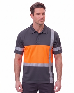 Camisetas polo de alta visibilidad al por mayor con cinta reflectante, transpirables, de secado rápido, uniformes de trabajo de construcción, con cuello en contraste, camisetas de seguridad para el trabajo. - Product Image 2