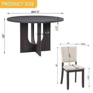 47.3\" Modern Round Dining Set with 4 Upholstered Chairs 5-Piece Dining Table Set for the Dining Room - Product Image 5