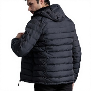 Men's <b>Black</b> Hooded <b>Puffer</b> Jacket Windproof Zipper Closure Casual Winter Coat Polyester Shell Regular Fit 2026 - Product Image 4