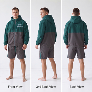 <b>Men's</b> Sports Hooded Tracksuit Set Color Blocking Lightweight Hooded <b>Jacket</b> Custom Rain Shorts <b>Men</b> Shorts Windbreaker <b>Track</b> Set - Product Image 5