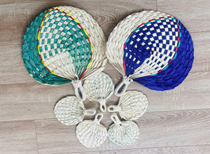 Éventails traditionnels vietnamiens en feuilles de palmier pour mariage, décoration de la maison, faits à la main, 100% bambou, artisanat tissé, multicolores - Product Image 6