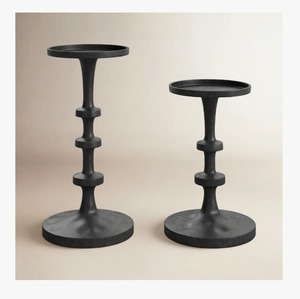 Ensemble de bougeoirs en métal noir mat, forme cylindrique, décoration pour la maison au meilleur prix - Product Image 2