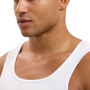 Débardeur côtelé blanc pour homme, sans manches, coupe athlétique, pour la gym, le fitness et le sport - Product Image 4