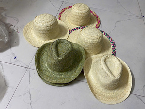 Sombrero de Paja de Seagrass Vintage de Fábrica con Ala Corta de 6-9cm, Rayas y Cinta Decorativa, para Fiestas, Deportes, Granjeros, Turistas, Bar, Regalo - Product Image 3