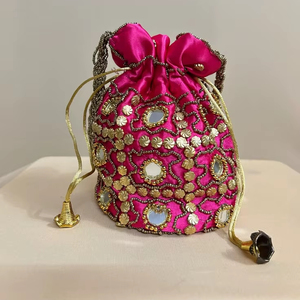 YOUR EMBROIDERED BEADED DRAWSTRING Potli Bag Evening Party Handbag Bridal <b>Wedding</b> Purse Jewelry Cosmetics Packaging - Product Image 1