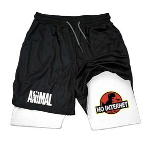 Pantalones cortos de verano de doble capa para hombre, pantalones deportivos de cintura media de secado rápido, pantalones cortos de playa transpirables con estampado de letras - Product Image 1