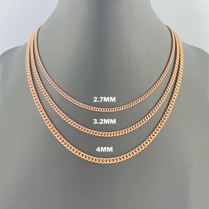Collares de Cadena de Eslabones Modernos Chapados en Oro Rosa, Cadena de Caja de 4mm, 3.2mm, 2.7mm, Unisex, Aleación de Zinc, Joyería para Uso Diario, Regalo - Product Image 4