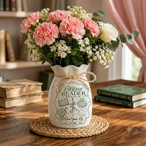 Fantasy Reader <b>Ceramic</b> Tabletop <b>Vase</b> Matte Finish Shabby Chic Design 8-16 Inches Exquisite Durable Housewarming Gift - Product Image 6