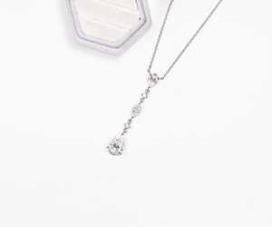 Hot Selling Pear Cut Lab Grown Diamond Teardrop Dangle Necklace, Multistone Diamond <b>Pendant</b> For Women, 14K <b>Solid</b> <b>Gold</b> Necklace - Product Image 3