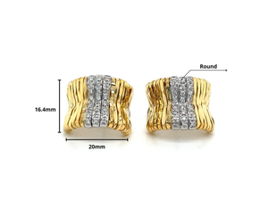 Boucles d'oreilles créoles de luxe plaquées or avec diamants taille brillant sertis en canal, design géométrique vintage, pour femme, idéales pour les soirées - Product Image 2