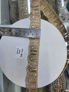 Tissu en organza soluble dans l'eau, brodé de dentelle perlée artisanale, motif géométrique, écologique, pour robes de mariée de luxe - Product Image 6