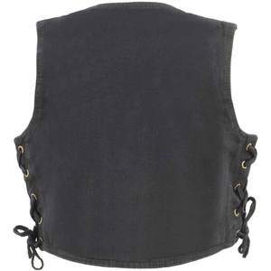 Gilet de motard en cuir noir taille jeunesse 2025 LKY3860, vêtements de course automobile et moto avec lacets latéraux - Product Image 3