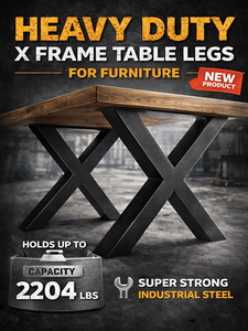 Industrial X-Shape Steel <b>Table</b> Legs Heavy Duty For Dining Furniture <b>Black</b> Finish EDPTBL000 - Product Image 2