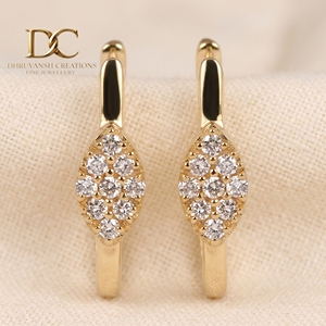 Exclusivos Pendientes de Aro Ovalados con Diamantes Cultivados en Laboratorio en Oro Amarillo Sólido de 14 Quilates, Certificados por IGI, Joyería Personalizada para Mujer - Product Image 5