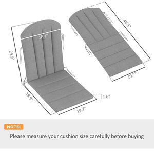Set di 4 Cuscini per Sedie da Esterno in Schiuma ad Alta Densità Grigia con Lacci per Sedie Adirondack - Product Image 3