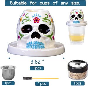 Smoky — crâne de couleur noire, suceurs de Cocktail, wifi, crâne de mort - Product Image 4