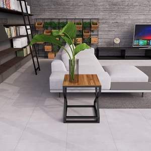 Mesa Auxiliar de Estilo Industrial Resistente con Superficie de Metal Sólido y Base de Acero Artística, Mesa Lateral Compacta para Muebles de Hogar o Cafetería - Product Image 5