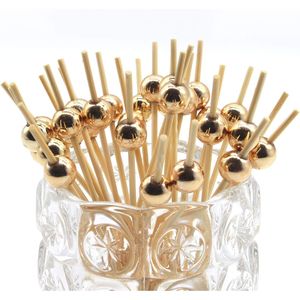 Gold Pearl 4.7 Inch Bamboo Cocktail Picks Fancy Appetizer <b>Toothpicks</b> for Christmas New Year Holiday Party Decorative Fo - Product Image 2
