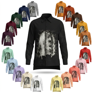 Camisa de Vestir de Manga Larga con Botones para Oficina, con Estampado Artístico Abstracto, Corte Ajustado Informal, Camisa de Vestir de Moda Urbana para Hombre - Product Image 1