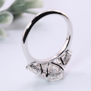 Classic White Gold Oval Cut Lab Grown <b>Diamond</b> Engagement <b>Ring</b> Three Stone Pear Side Accents Custom <b>Ring</b> for Gift & Party - Product Image 3