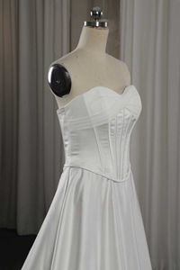 Factory Custom Elegant A-Line V-neck Zipper Back Asymmetrical <b>Bling</b> Lace Bridal <b>Wedding</b> <b>Dress</b> Simple Dream - Product Image 2