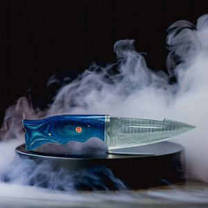 Couteau de chasse en acier Damas à lame droite, manche en cuir, qualité industrielle, outil de survie extérieur personnalisable, OEM - Product Image 1